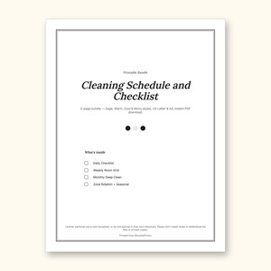 Cleaning Schedule | Daily Checklist and Weekly Room Grid (PDF + Excel): sample page 16 of 20