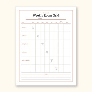 Cleaning Schedule | Daily Checklist and Weekly Room Grid (PDF + Excel): sample page 8 of 20