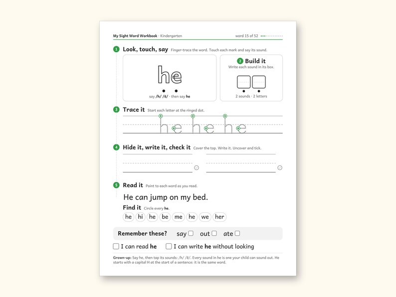 Sight Word Worksheets | Kindergarten Dolch Workbook for Ages 5-6 (Digital PDF): sample page 23 of 69