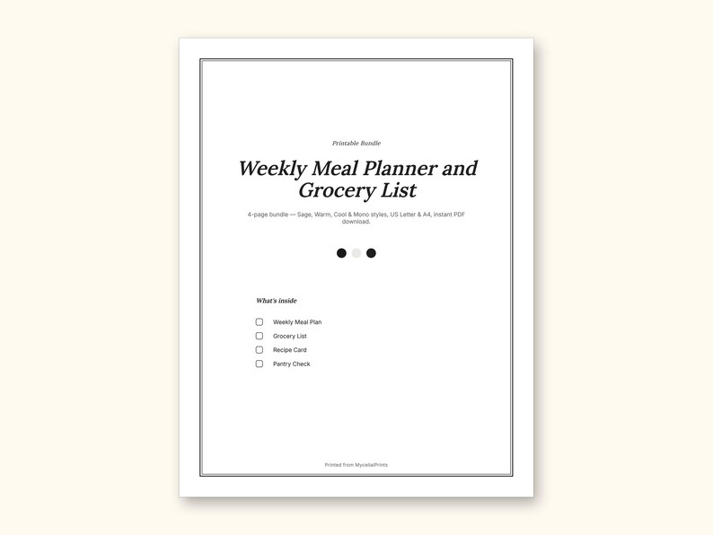 Meal Planner | Grocery List for Home Cooks (PDF + Excel): sample page 16 of 20
