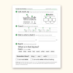 Sight Word Worksheets | Kindergarten Dolch Workbook for Ages 5-6 (Digital PDF): sample page 60 of 69