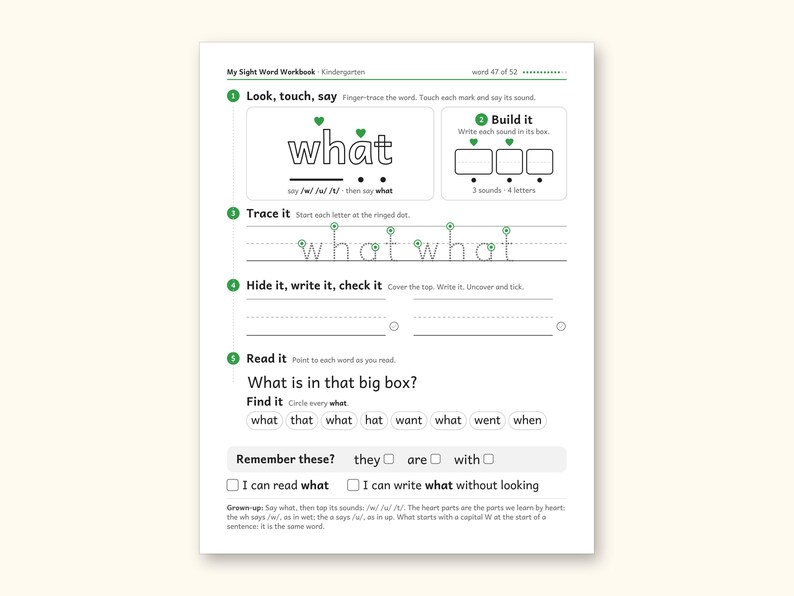 Sight Word Worksheets | Kindergarten Dolch Workbook for Ages 5-6 (Digital PDF): sample page 60 of 69