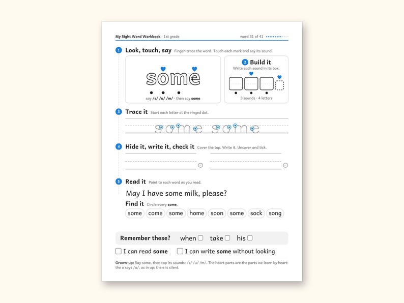 Sight Word Worksheets | 1st Grade Dolch Workbook for Ages 6-7 (Digital PDF): sample page 42 of 56