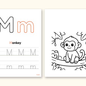 Animal ABC Coloring Book | Letter Tracing for Kids Ages 2-5 (Digital PDF): pages 27 and 28 side by side