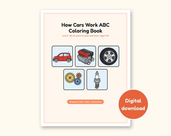 Ausmalbilder zum Thema Autos | Buchstaben- und Wortnachzeichnen für Kinder von 4-8 Jahren (Digitales PDF)