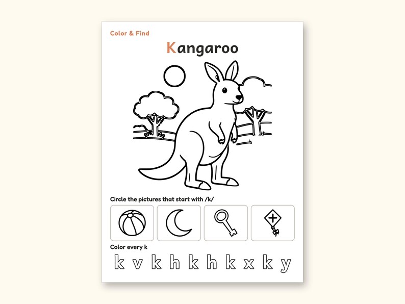 Animal Coloring Pages | ABC Letter Tracing for Kids Ages 5-6 (Digital PDF): sample page 29 of 64
