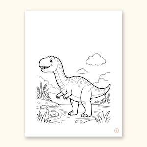 Dinosaur Coloring Pages | Detailed Scenes ABC Tracing for Ages 4-8 (Digital PDF): sample page 6 of 55