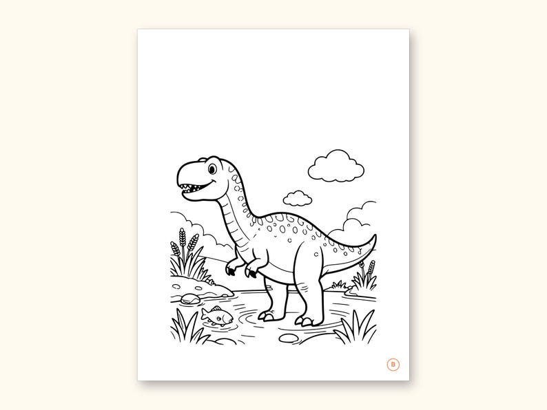 Dinosaur Coloring Pages | Detailed Scenes ABC Tracing for Ages 4-8 (Digital PDF): sample page 6 of 55
