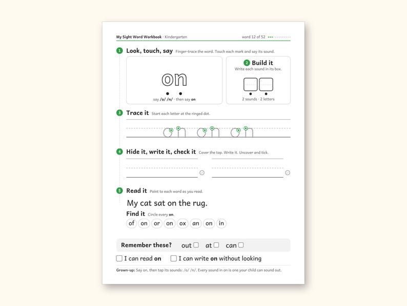 Sight Word Worksheets | Kindergarten Dolch Workbook for Ages 5-6 (Digital PDF): sample page 19 of 69
