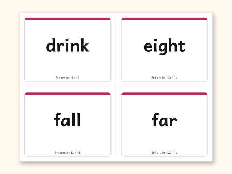 Sight Words | 3rd Grade Dolch Flashcards for Ages 8-9 (Digital PDF): sample page 11 of 28