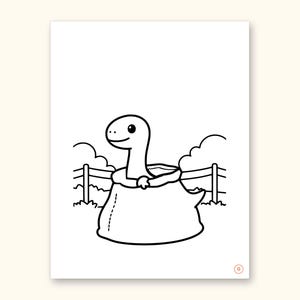 Dinosaur Party ABC Coloring Book | Letter Tracing for Toddlers (Digital PDF): sample page 16 of 55