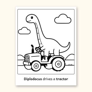 Dinosaur Coloring Pages | 50 Construction Pictures for Ages 3-6 (Digital PDF): sample page 12 of 53