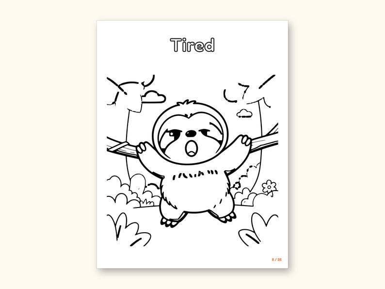Animal Coloring Pages | 25 Feelings Pictures for Kids Ages 4-8 (Digital PDF): sample page 11 of 29