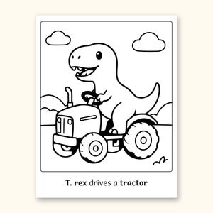 Dinosaur Coloring Pages | 50 Construction Pictures for Ages 3-6 (Digital PDF): sample page 49 of 53