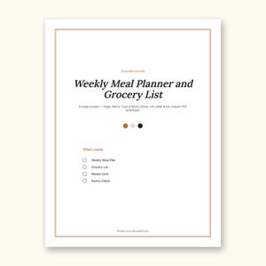 Meal Planner | Grocery List for Home Cooks (PDF + Excel): sample page 6 of 20