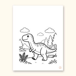 Dinosaur Coloring Pages | Detailed Scenes ABC Tracing for Ages 4-8 (Digital PDF): sample page 22 of 55
