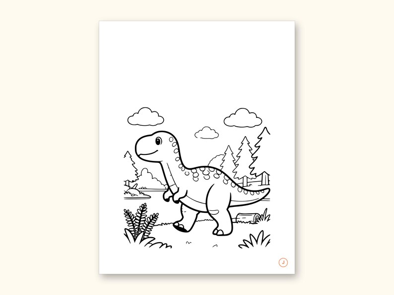 Dinosaur Coloring Pages | Detailed Scenes ABC Tracing for Ages 4-8 (Digital PDF): sample page 22 of 55
