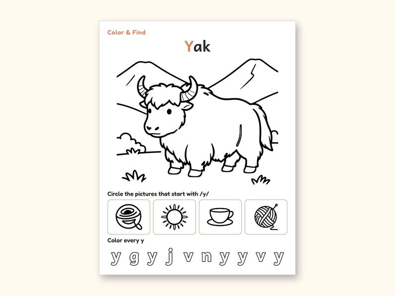 Animal Coloring Pages | ABC Letter Tracing for Kids Ages 5-6 (Digital PDF): sample page 59 of 64