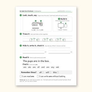 Sight Word Worksheets | Kindergarten Dolch Workbook for Ages 5-6 (Digital PDF): sample page 56 of 69