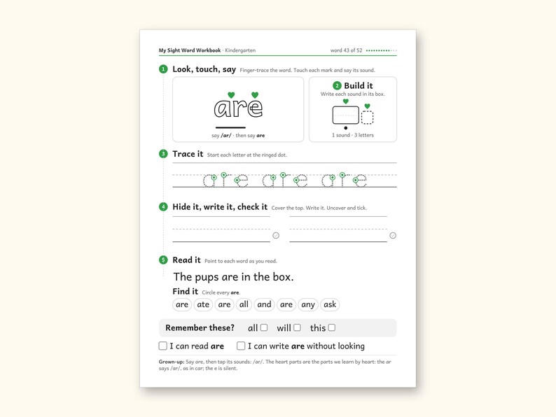 Sight Word Worksheets | Kindergarten Dolch Workbook for Ages 5-6 (Digital PDF): sample page 56 of 69