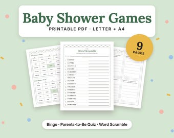 Babyparty-Spiele | Bingo-Karten für Gastgeber (Digitales PDF)