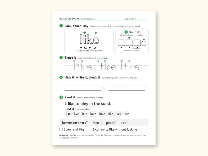 Sight Word Worksheets | Kindergarten Dolch Workbook for Ages 5-6 (Digital PDF): sample page 35 of 69