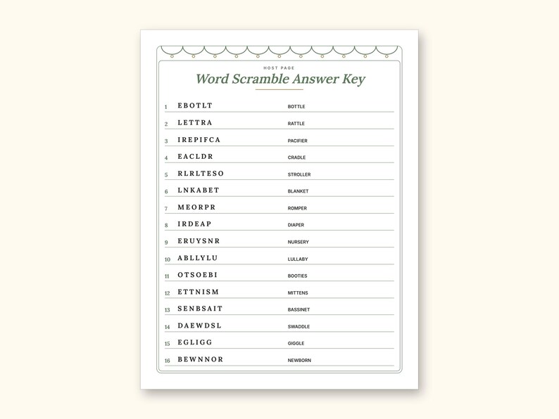 Baby Shower Games | Bingo Cards for Hosts (Digital PDF): sample page 17 of 21