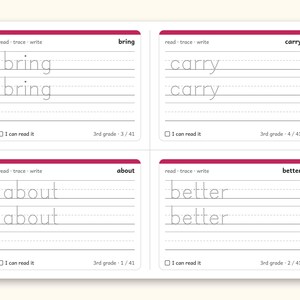 Sight Words | 3rd Grade Dolch Flashcards for Ages 8-9 (Digital PDF): sample page 8 of 28