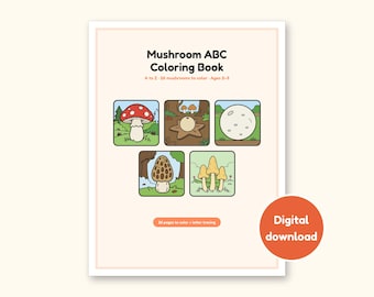 Mushroom Coloring Pages | ABC Letter Tracing for Kids Ages 2-5 (Digital PDF)