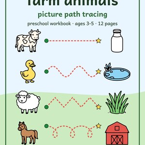 Tracing Worksheets | Farm Animals Pre-Writing Paths for Preschool (Digital PDF): Cover