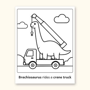 Dinosaur Coloring Pages | 50 Construction Pictures for Ages 3-6 (Digital PDF): sample page 6 of 53
