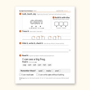 Sight Word Worksheets | Pre-K Dolch Workbook for Ages 4-5 (Digital PDF): sample page 33 of 58