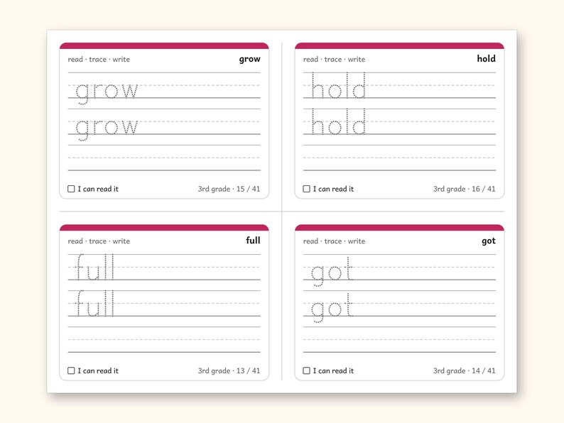 Sight Words | 3rd Grade Dolch Flashcards for Ages 8-9 (Digital PDF): sample page 14 of 28