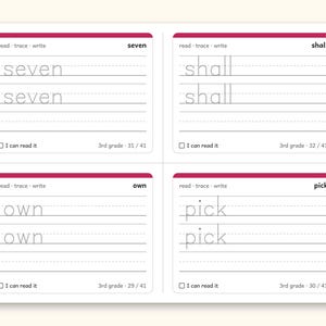 Sight Words | 3rd Grade Dolch Flashcards for Ages 8-9 (Digital PDF): sample page 22 of 28
