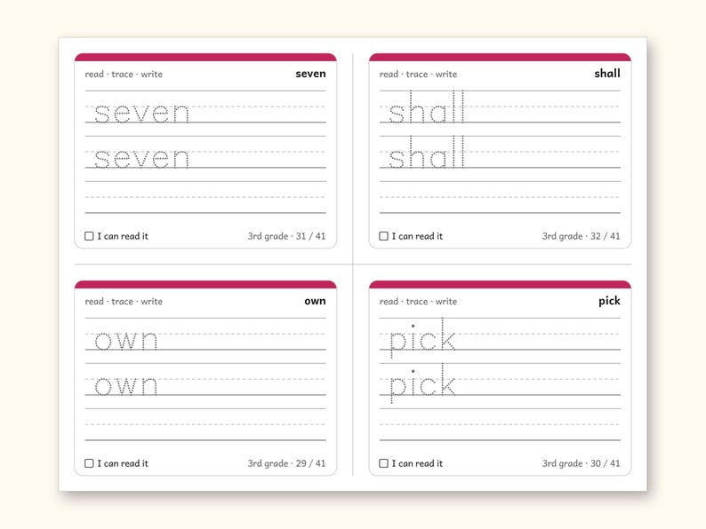 Sight Words | 3rd Grade Dolch Flashcards for Ages 8-9 (Digital PDF): sample page 22 of 28