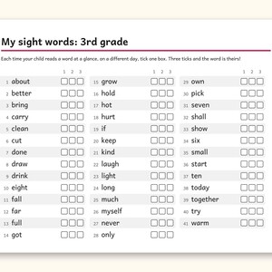 Sight Words | 3rd Grade Dolch Flashcards for Ages 8-9 (Digital PDF): sample page 6 of 28