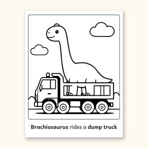 Dinosaur Coloring Pages | 50 Construction Pictures for Ages 3-6 (Digital PDF): sample page 31 of 53