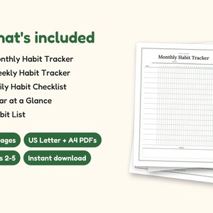 Habit Tracker | Undated Monthly and Weekly Grids for Home Use (Digital PDF): what's included -- 24 pages, US Letter + A4 PDFs, Ages 2-5, Instant download