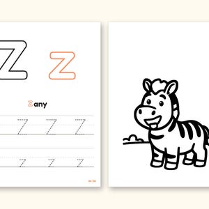 Alphabet Coloring Pages | Big Feelings Letter Tracing for Toddlers (Digital PDF): pages 53 and 54 side by side