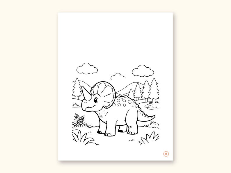Dinosaur Coloring Pages | Detailed Scenes ABC Tracing for Ages 4-8 (Digital PDF): sample page 38 of 55