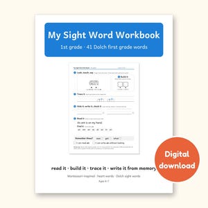Sight Word Worksheets | 1st Grade Dolch Workbook for Ages 6-7 (Digital PDF): cover of the printable PDF, a digital download