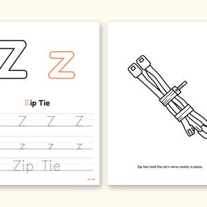 Car Coloring Pages | ABC Letter & Word Tracing for Kids Ages 4-8 (Digital PDF): pages 53 and 54 side by side