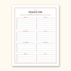 Meal Planner | Grocery List for Home Cooks (PDF + Excel): sample page 8 of 20