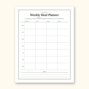 Meal Planner | Grocery List for Home Cooks (PDF + Excel): sample page 2 of 20