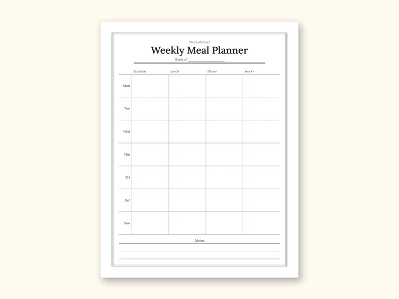 Meal Planner | Grocery List for Home Cooks (PDF + Excel): sample page 2 of 20