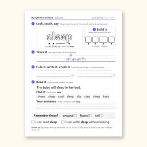 Sight Word Worksheets | 2nd Grade Dolch Workbook for Ages 7-8 (Digital PDF): sample page 50 of 62