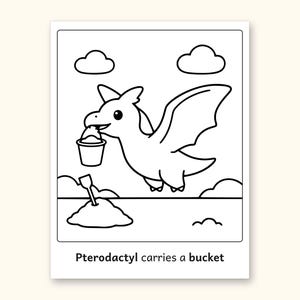 Dinosaur Coloring Pages | 50 Construction Pictures for Ages 3-6 (Digital PDF): sample page 34 of 53