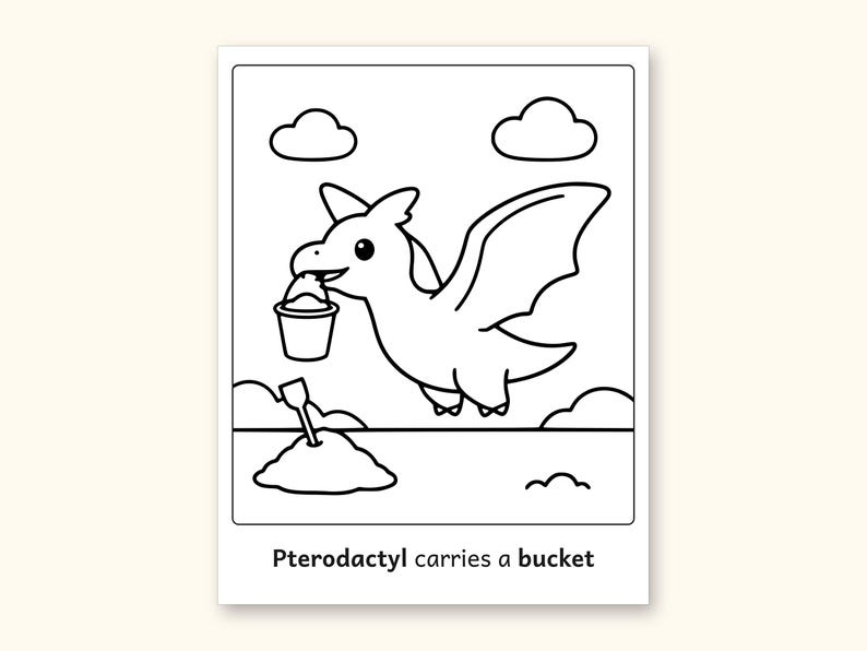 Dinosaur Coloring Pages | 50 Construction Pictures for Ages 3-6 (Digital PDF): sample page 34 of 53