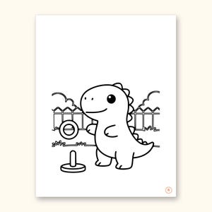 Dinosaur Party ABC Coloring Book | Letter Tracing for Toddlers (Digital PDF): sample page 38 of 55