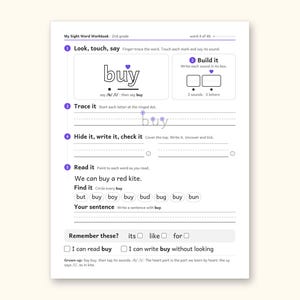 Sight Word Worksheets | 2nd Grade Dolch Workbook for Ages 7-8 (Digital PDF): sample page 10 of 62